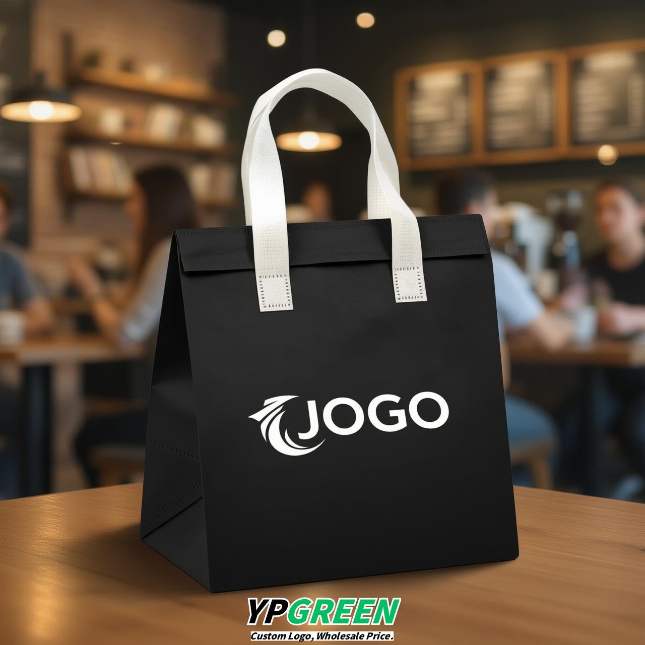 Jet Black 4-Cup insulated take away bags wholesale 9.5 x 9.5 x 6 inches for Hot & Cold Drink Delivery