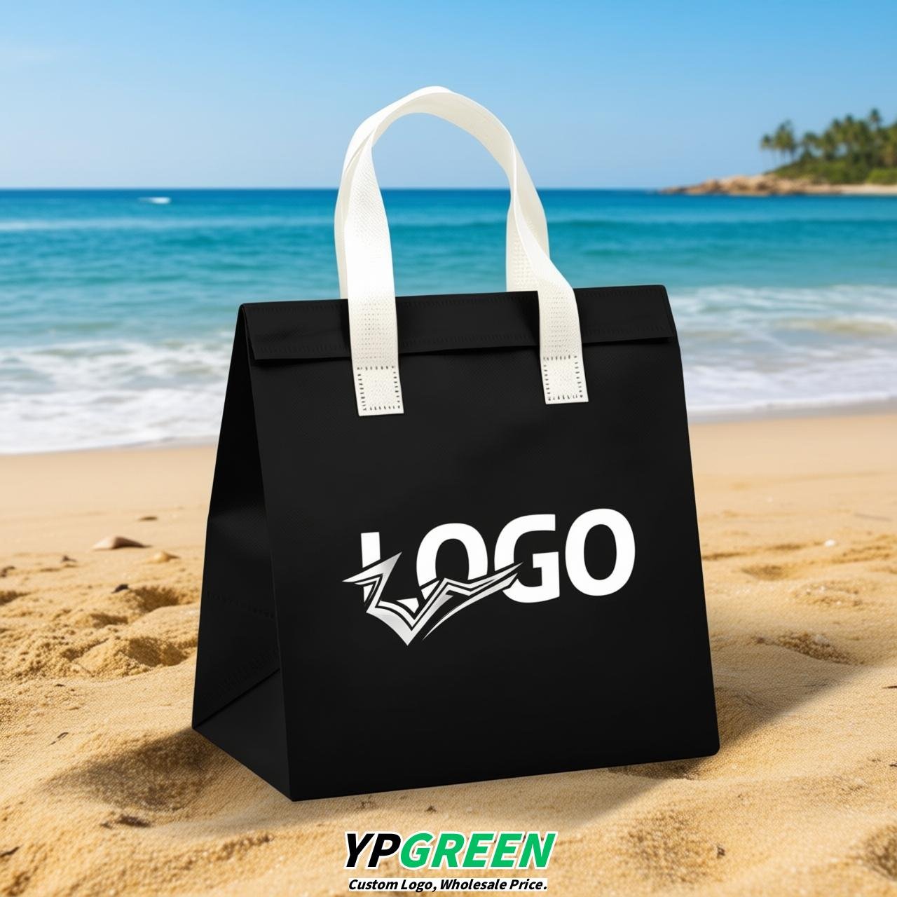 Jet Black 4-Cup insulated take away bags wholesale 9.5 x 9.5 x 6 inches for Hot & Cold Drink Delivery