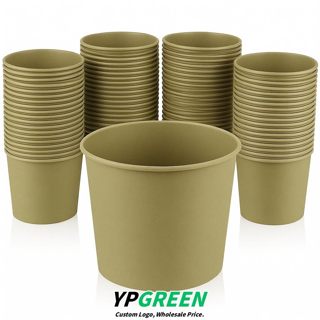 Khaki 85 oz Paper Buckets 6.9x5.7x6.3 Inches Cardboard Food Container
