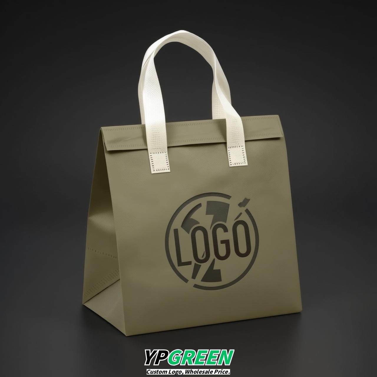 Khaki 4-Cup insulated take away bags wholesale 9.5 x 9.5 x 6 inches for Hot & Cold Drink Delivery