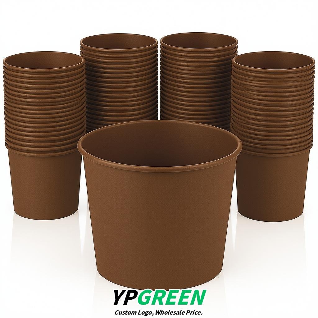 Kraft Brown 85 oz Paper Buckets 6.9x5.7x6.3 Inches Cardboard Food Container