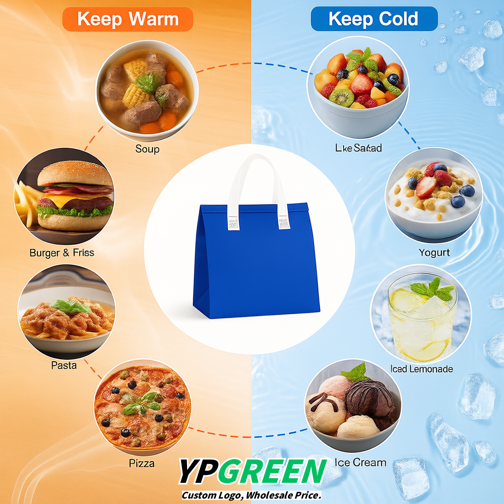 Lake Blue 4-Cup insulated take away bags wholesale 9.5 x 9.5 x 6 inches for Hot & Cold Drink Delivery