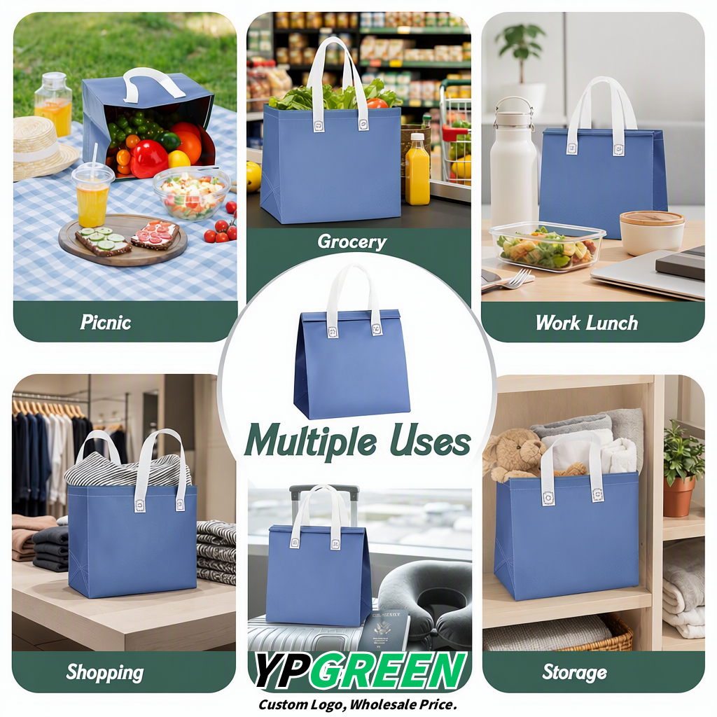 Lake Blue 4-Cup insulated take away bags wholesale 9.5 x 9.5 x 6 inches for Hot & Cold Drink Delivery