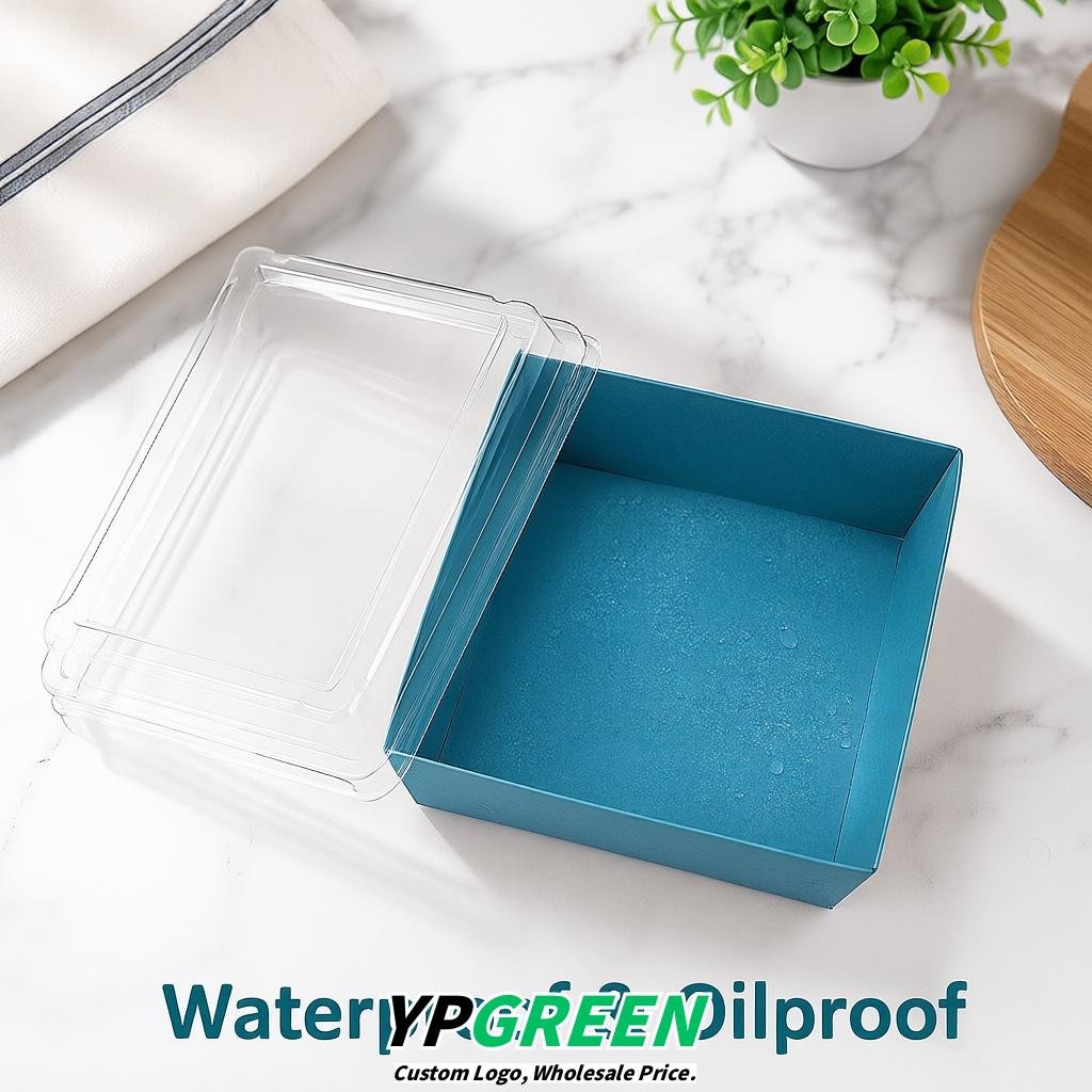 Lake Blue Charcuterie Boxes with Clear Lids - 4 inches & 5 inches Disposable Paper Square Food Containers