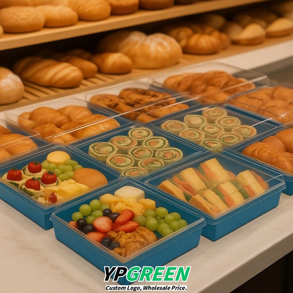 Lake Blue Charcuterie Boxes with Clear Lids - 4 inches & 5 inches Disposable Paper Square Food Containers
