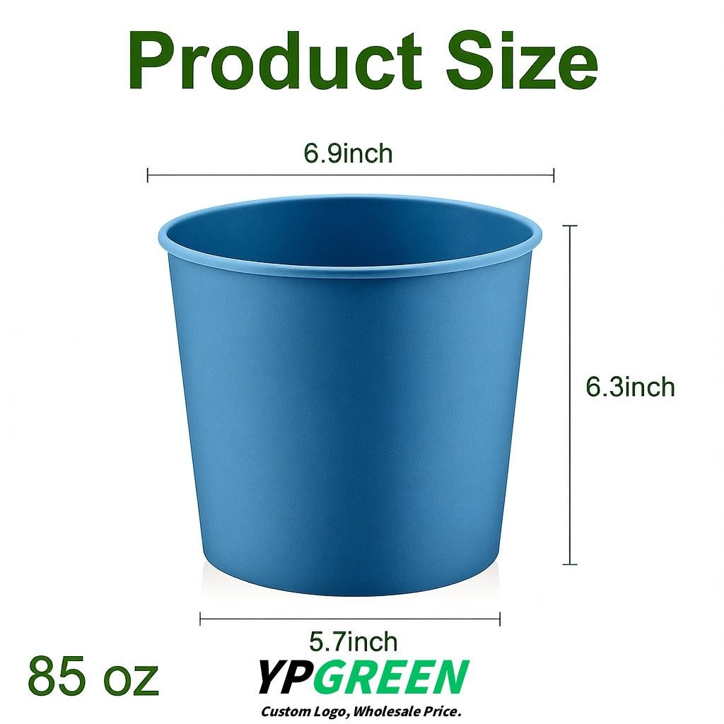 Lake Blue 85 oz Paper Buckets 6.9x5.7x6.3 Inches Cardboard Food Container