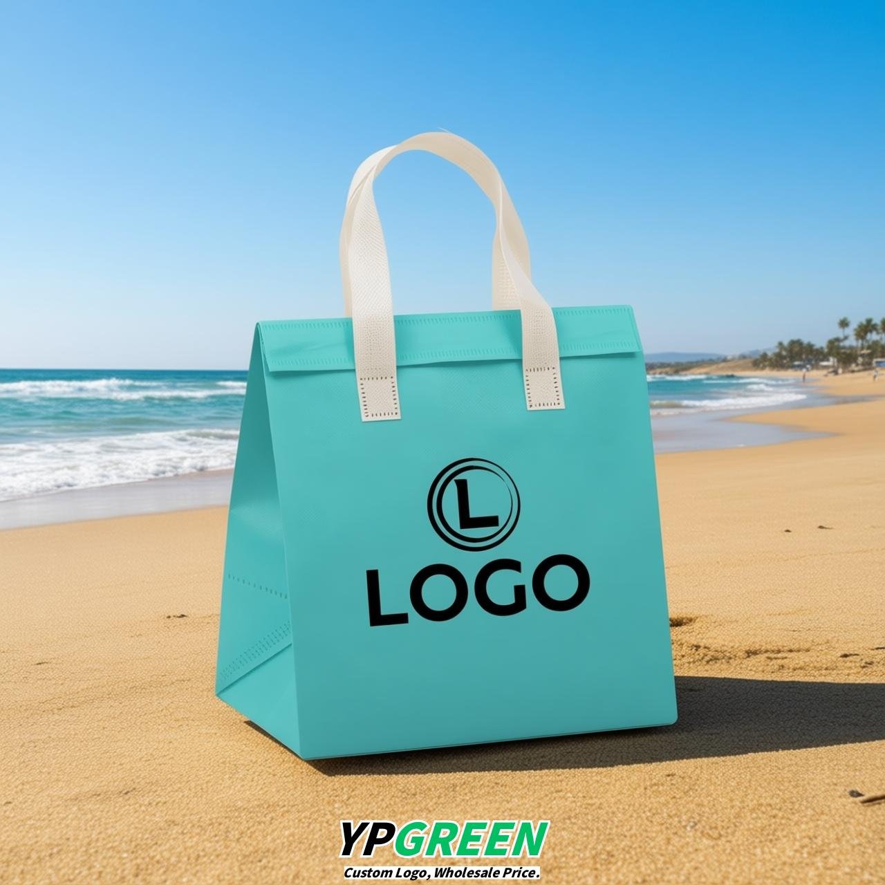 Lake Blue 4-Cup insulated take away bags wholesale 9.5 x 9.5 x 6 inches for Hot & Cold Drink Delivery