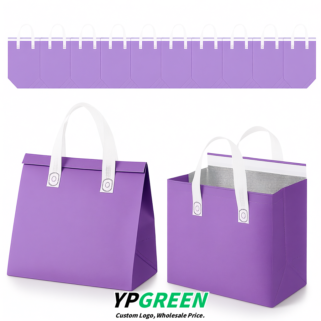 Lavender 4-Cup insulated take away bags wholesale 9.5 x 9.5 x 6 inches for Hot & Cold Drink Delivery