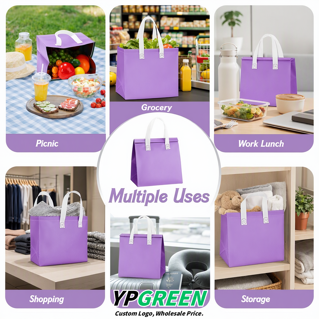Lavender 4-Cup insulated take away bags wholesale 9.5 x 9.5 x 6 inches for Hot & Cold Drink Delivery