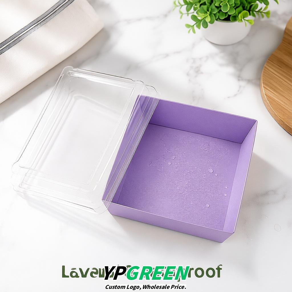 Lavender Charcuterie Boxes with Clear Lids - 4 inches & 5 inches Disposable Paper Square Food Containers
