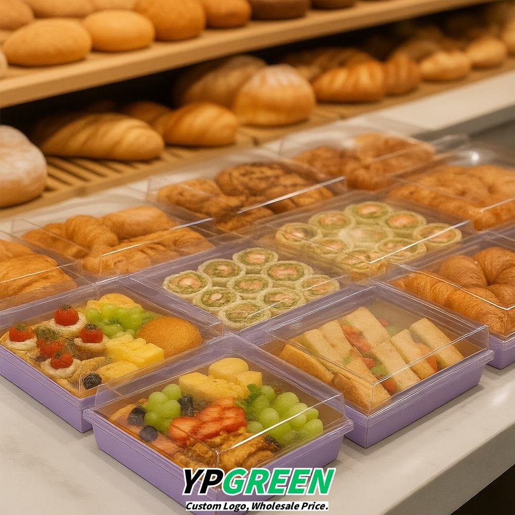Lavender Charcuterie Boxes with Clear Lids - 4 inches & 5 inches Disposable Paper Square Food Containers