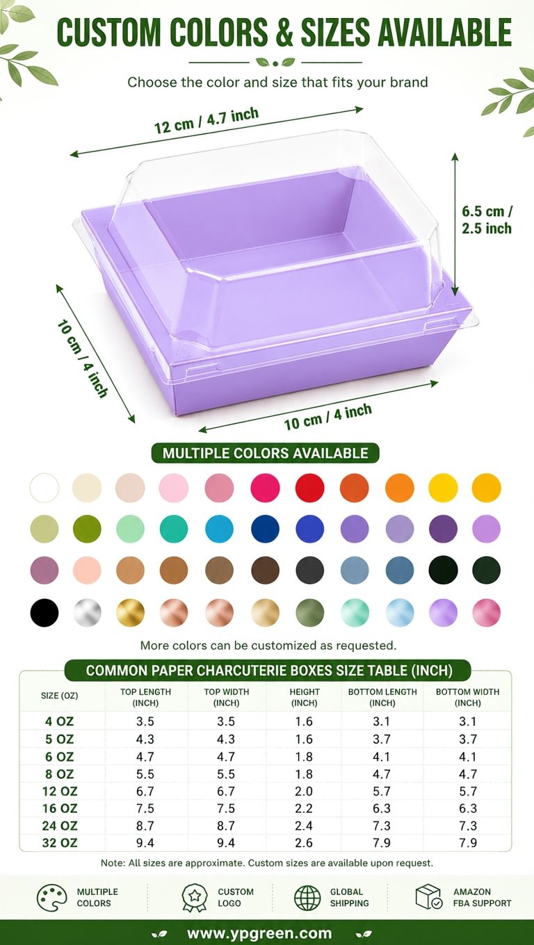 Lavender Charcuterie Boxes with Clear Lids - 4 inches & 5 inches Disposable Paper Square Food Containers Lavender Charcuterie Boxes with Clear Lids - 4 inches & 5 inches Disposable Paper Square Food Containers