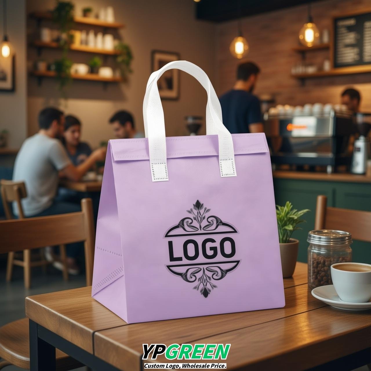 Lavender 4-Cup insulated take away bags wholesale 9.5 x 9.5 x 6 inches for Hot & Cold Drink Delivery