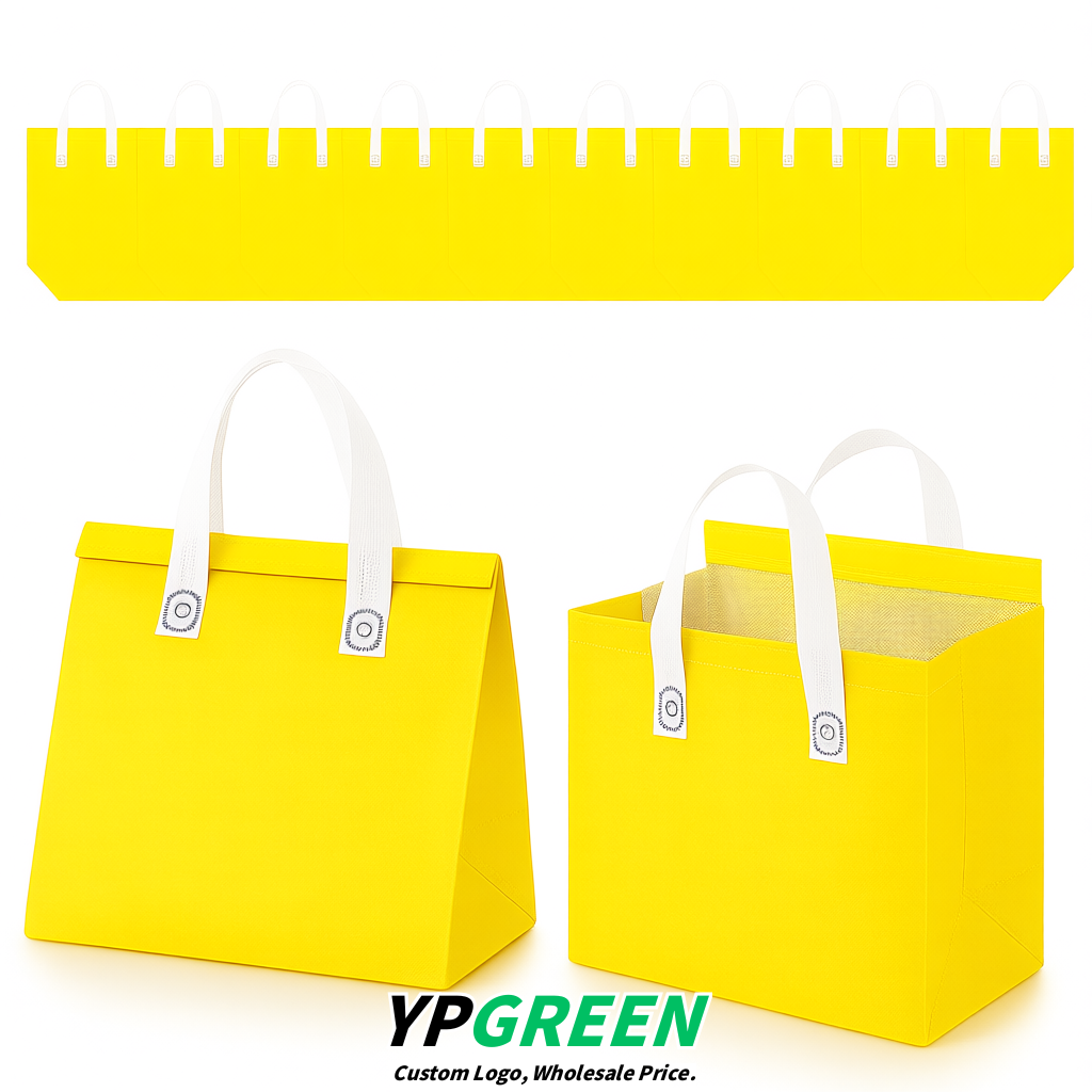 Lemon Yellow 4-Cup insulated take away bags wholesale 9.5 x 9.5 x 6 inches for Hot & Cold Drink Delivery