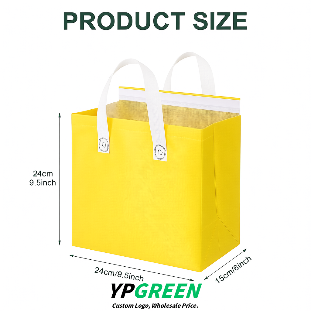 Lemon Yellow 4-Cup insulated take away bags wholesale 9.5 x 9.5 x 6 inches for Hot & Cold Drink Delivery