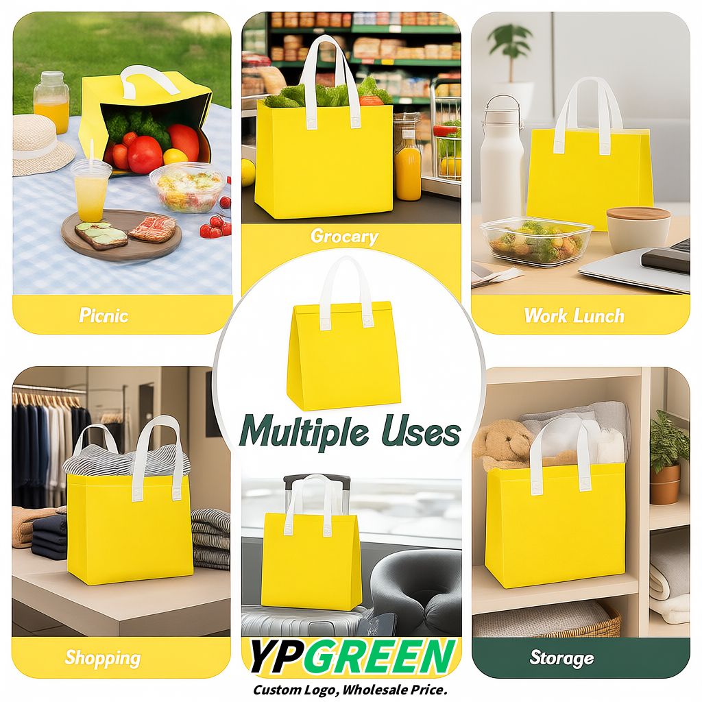Lemon Yellow 4-Cup insulated take away bags wholesale 9.5 x 9.5 x 6 inches for Hot & Cold Drink Delivery