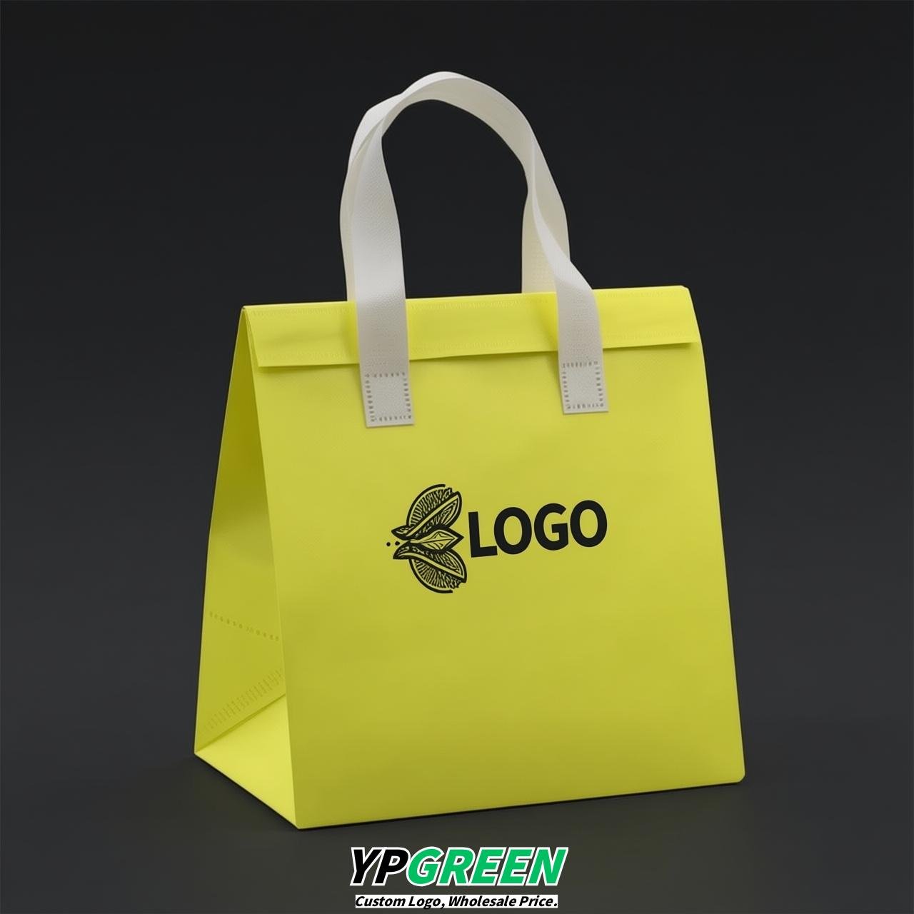 Lemon Yellow 4-Cup insulated take away bags wholesale 9.5 x 9.5 x 6 inches for Hot & Cold Drink Delivery
