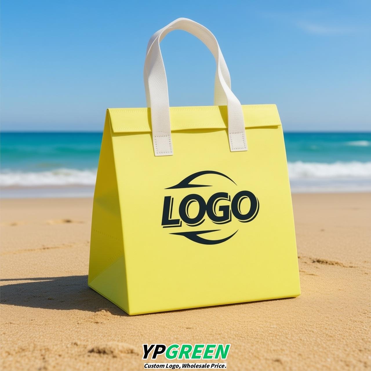 Lemon Yellow 4-Cup insulated take away bags wholesale 9.5 x 9.5 x 6 inches for Hot & Cold Drink Delivery