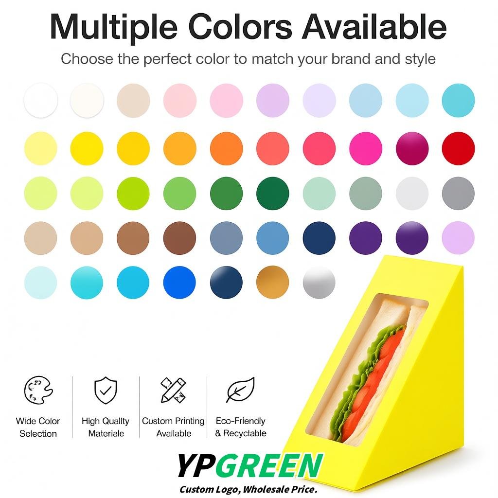 Lemon Yellow Triangle Paper Sandwich Boxes with Window 4.7x4.7x2.6 Inch - Factory Direct Lemon Yellow Triangle Paper Sandwich Boxes with Window 4.7x4.7x2.6 Inch - Factory Direct