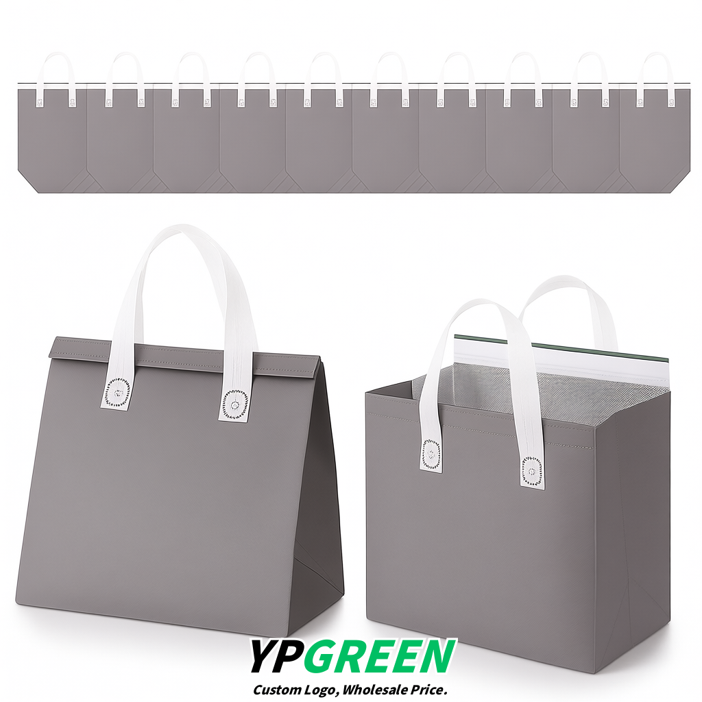 Light Slate Gray 4-Cup insulated take away bags wholesale 9.5 x 9.5 x 6 inches for Hot & Cold Drink Delivery