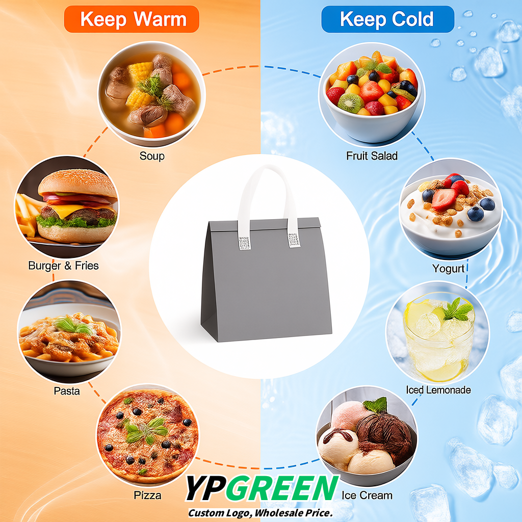 Light Slate Gray 4-Cup insulated take away bags wholesale 9.5 x 9.5 x 6 inches for Hot & Cold Drink Delivery