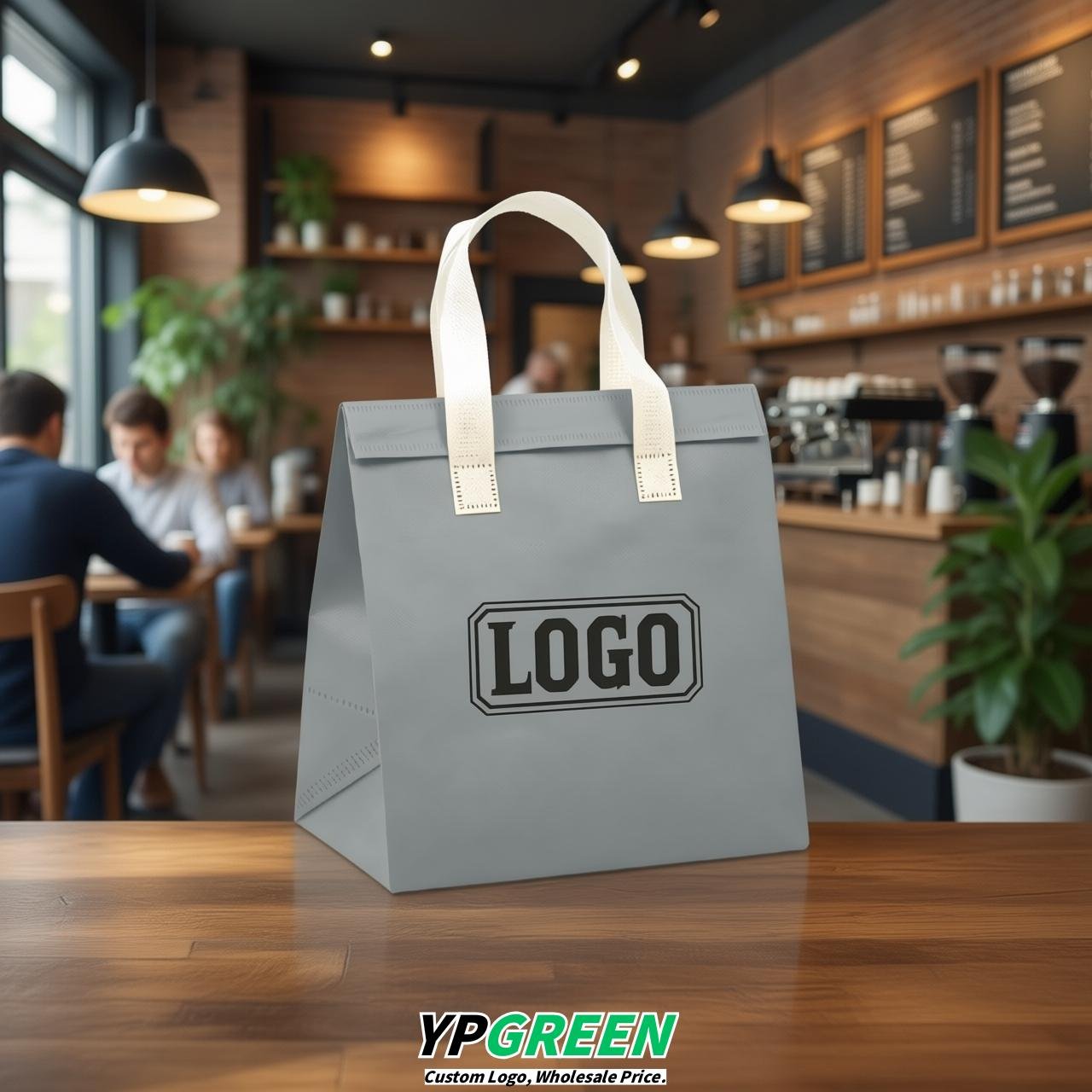 Light Slate Gray 4-Cup insulated take away bags wholesale 9.5 x 9.5 x 6 inches for Hot & Cold Drink Delivery