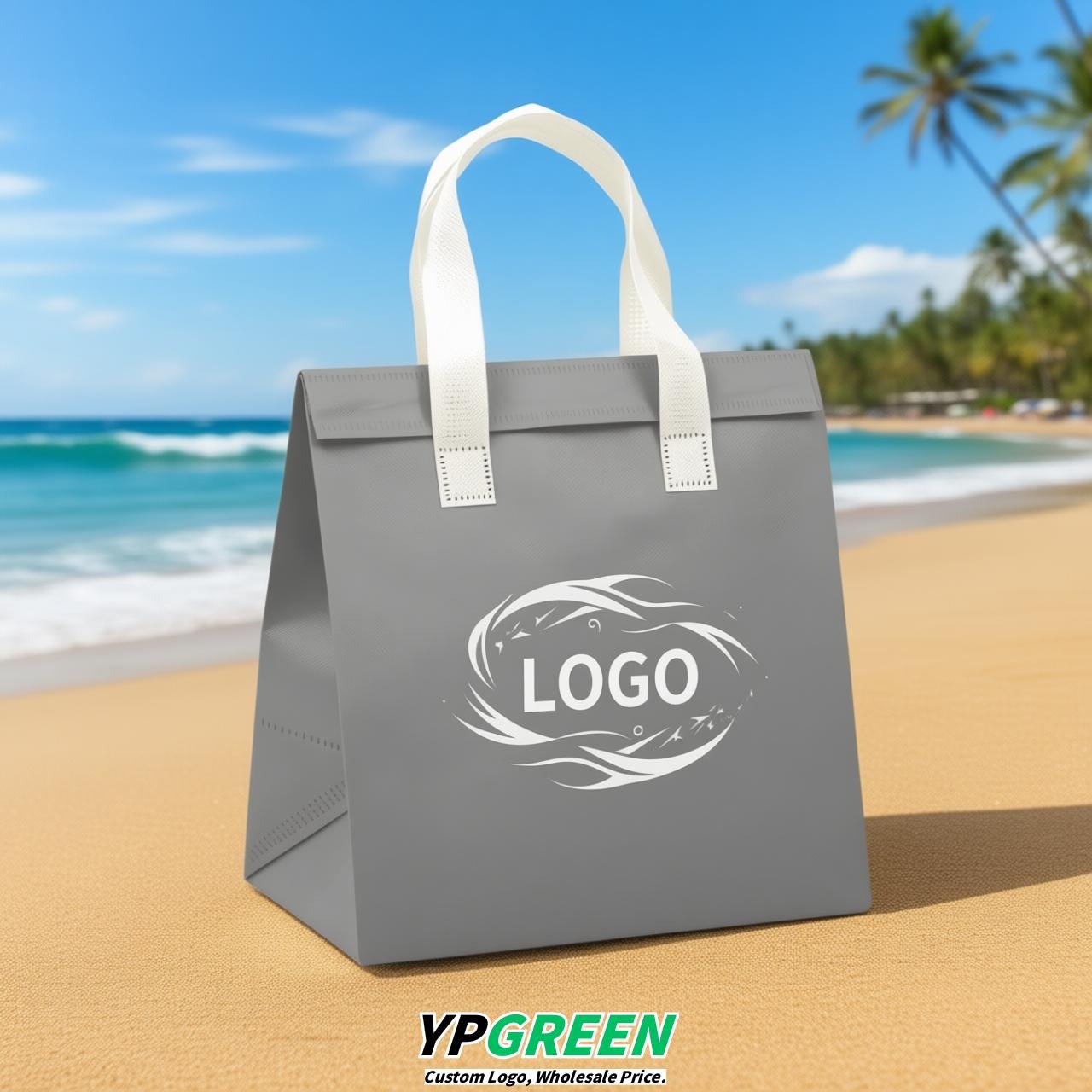 Light Slate Gray 4-Cup insulated take away bags wholesale 9.5 x 9.5 x 6 inches for Hot & Cold Drink Delivery