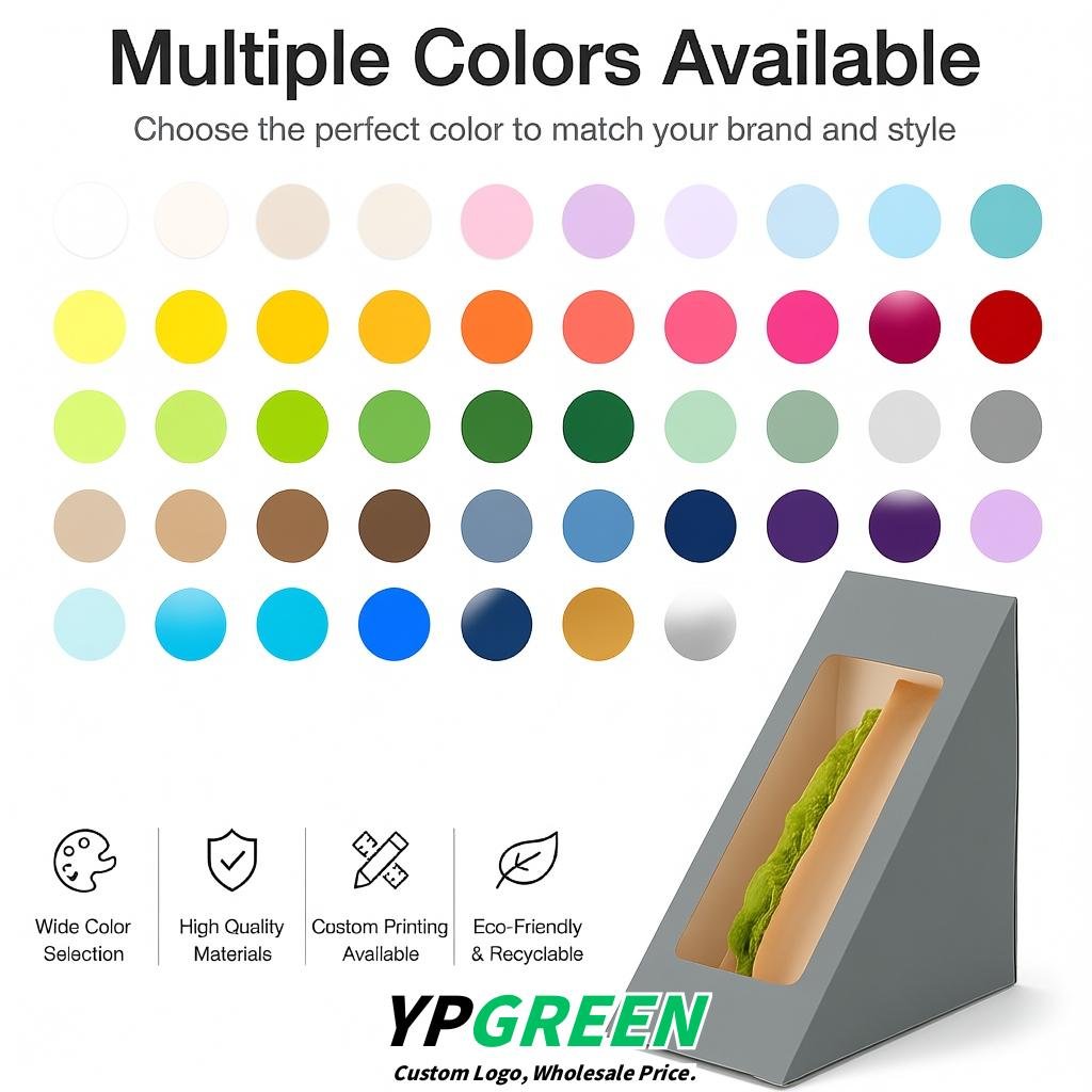 Light Slate Gray Triangle Paper Sandwich Boxes with Window 4.7x4.7x2.6 Inch - Factory Direct