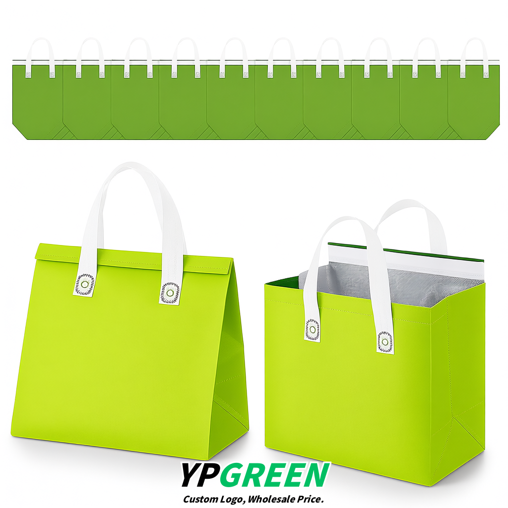 Lime Green 4-Cup insulated take away bags wholesale 9.5 x 9.5 x 6 inches for Hot & Cold Drink Delivery