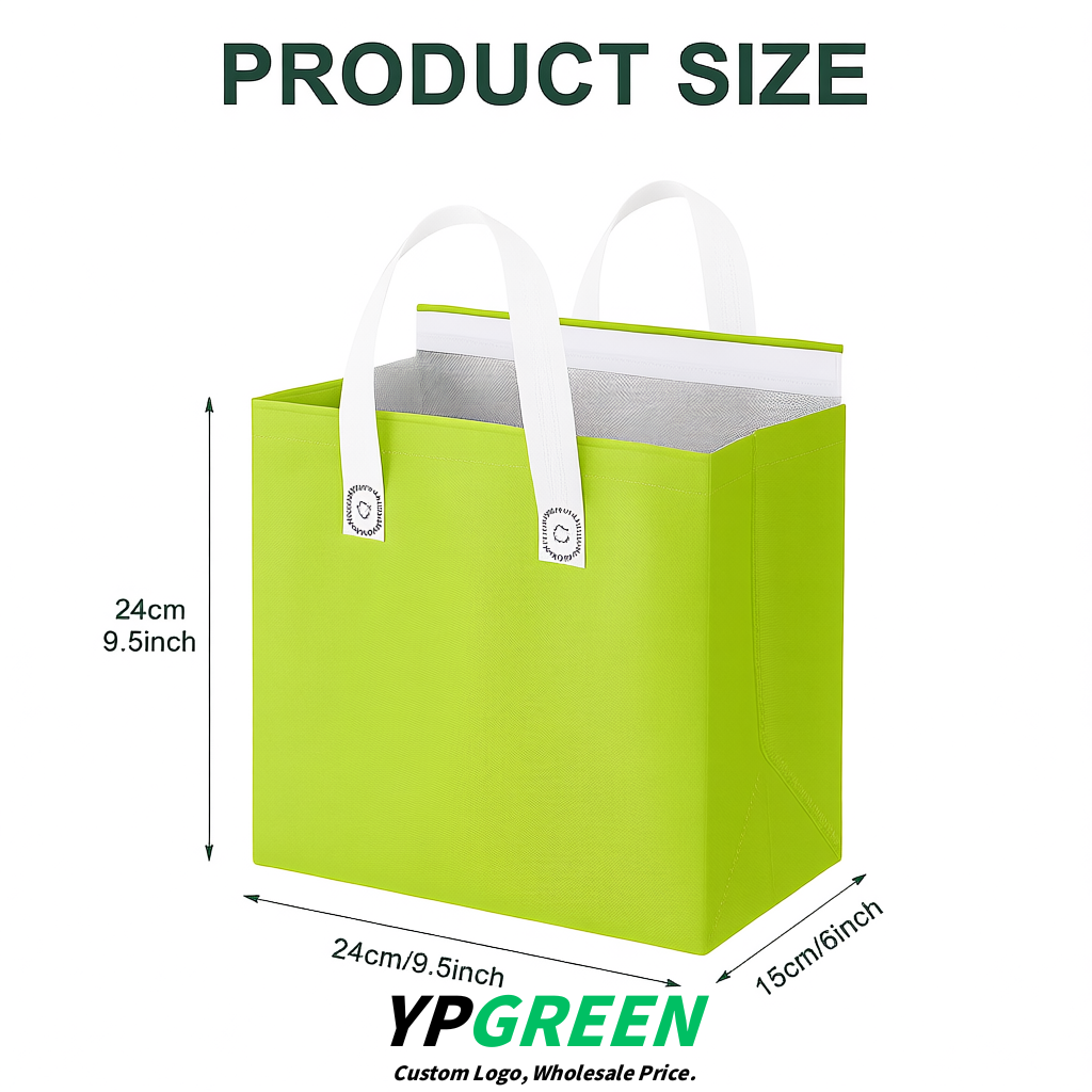 Lime Green 4-Cup insulated take away bags wholesale 9.5 x 9.5 x 6 inches for Hot & Cold Drink Delivery