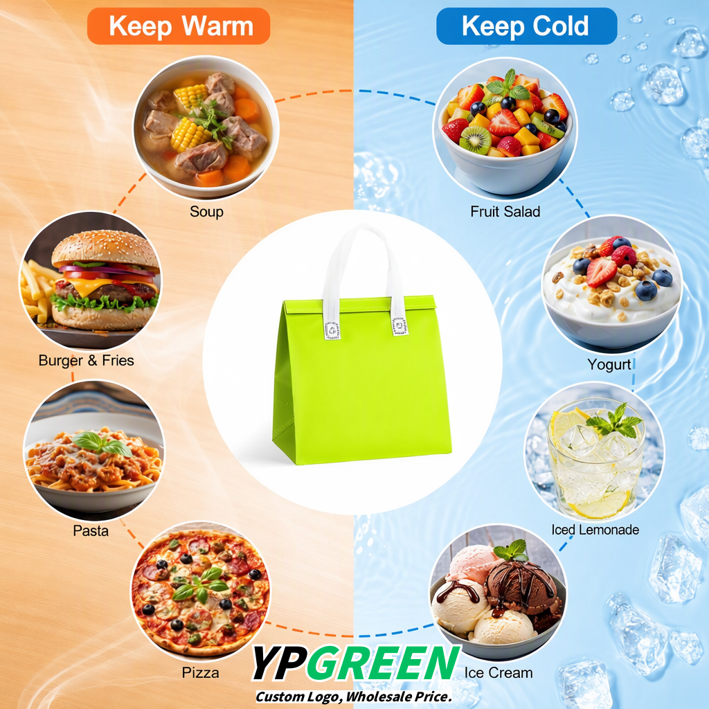Lime Green 4-Cup insulated take away bags wholesale 9.5 x 9.5 x 6 inches for Hot & Cold Drink Delivery