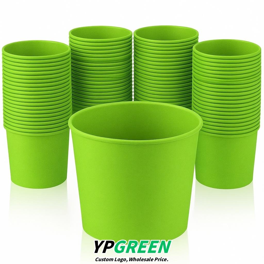 Lime Green 85 oz Paper Buckets 6.9x5.7x6.3 Inches Cardboard Food Container