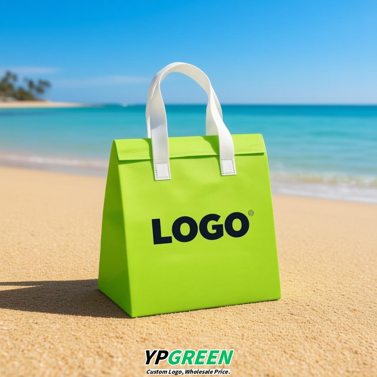 Lime Green 4-Cup insulated take away bags wholesale 9.5 x 9.5 x 6 inches for Hot & Cold Drink Delivery