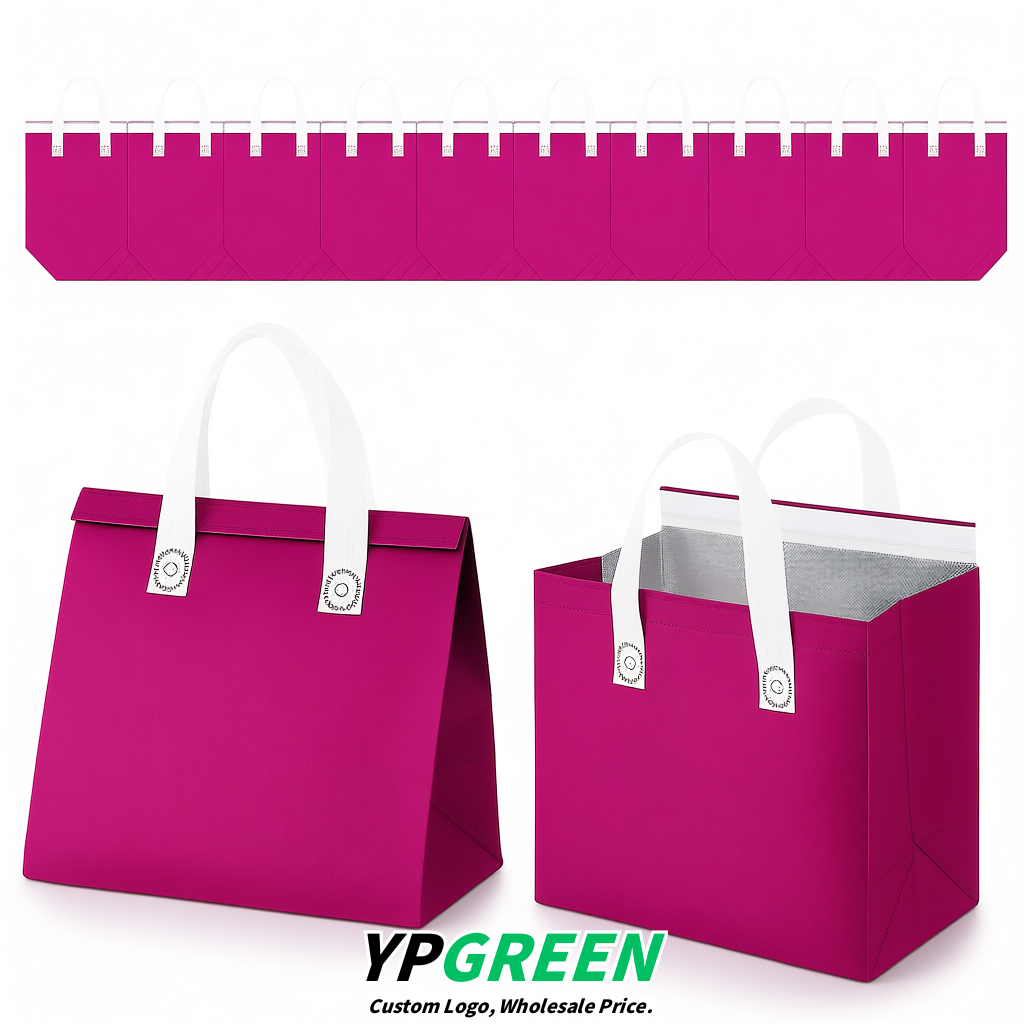 Magenta 4-Cup insulated take away bags wholesale 9.5 x 9.5 x 6 inches for Hot & Cold Drink Delivery