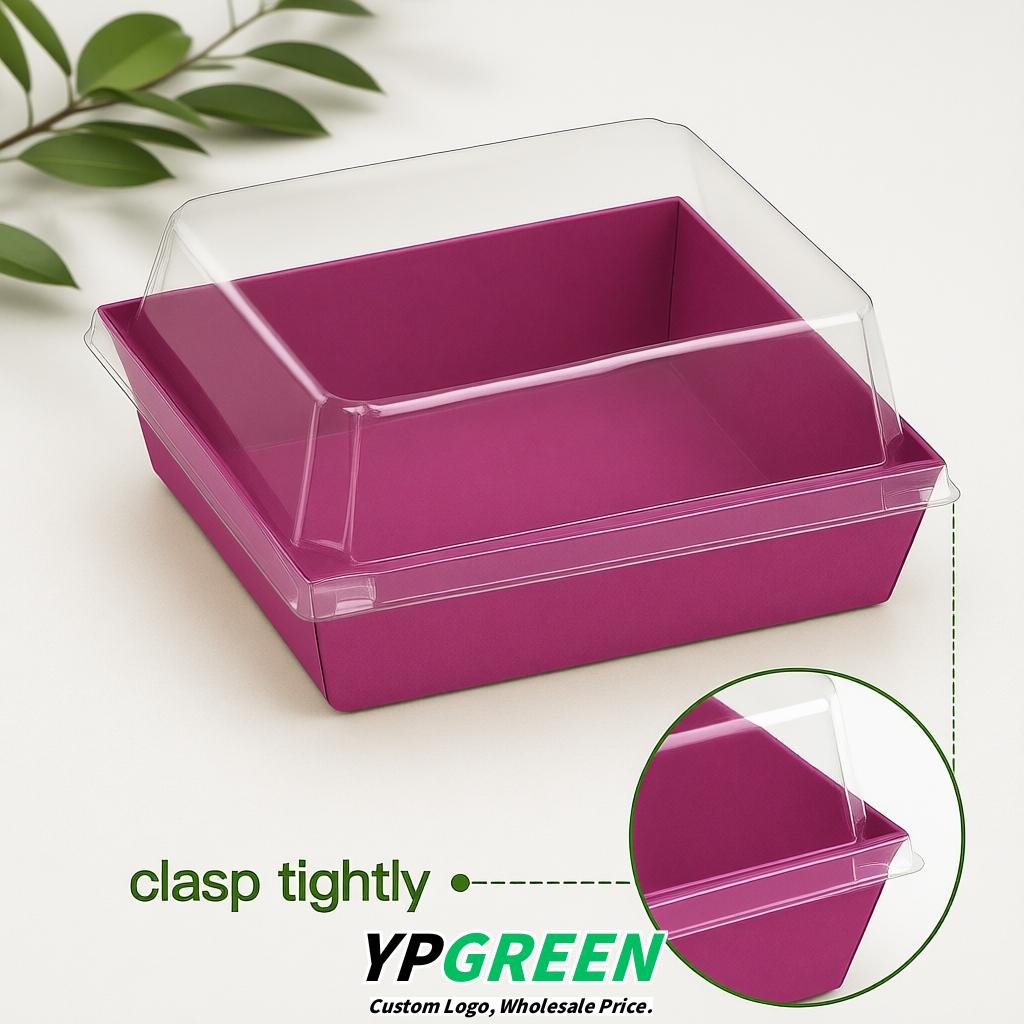 Magenta Charcuterie Boxes with Clear Lids - 4 inches & 5 inches Disposable Paper Square Food Containers