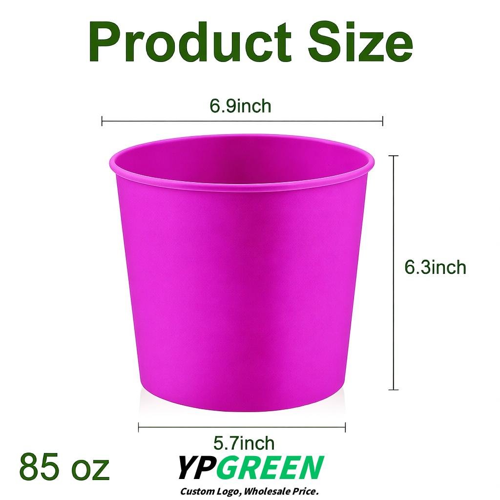 Magenta 85 oz Paper Buckets 6.9x5.7x6.3 Inches Cardboard Food Container