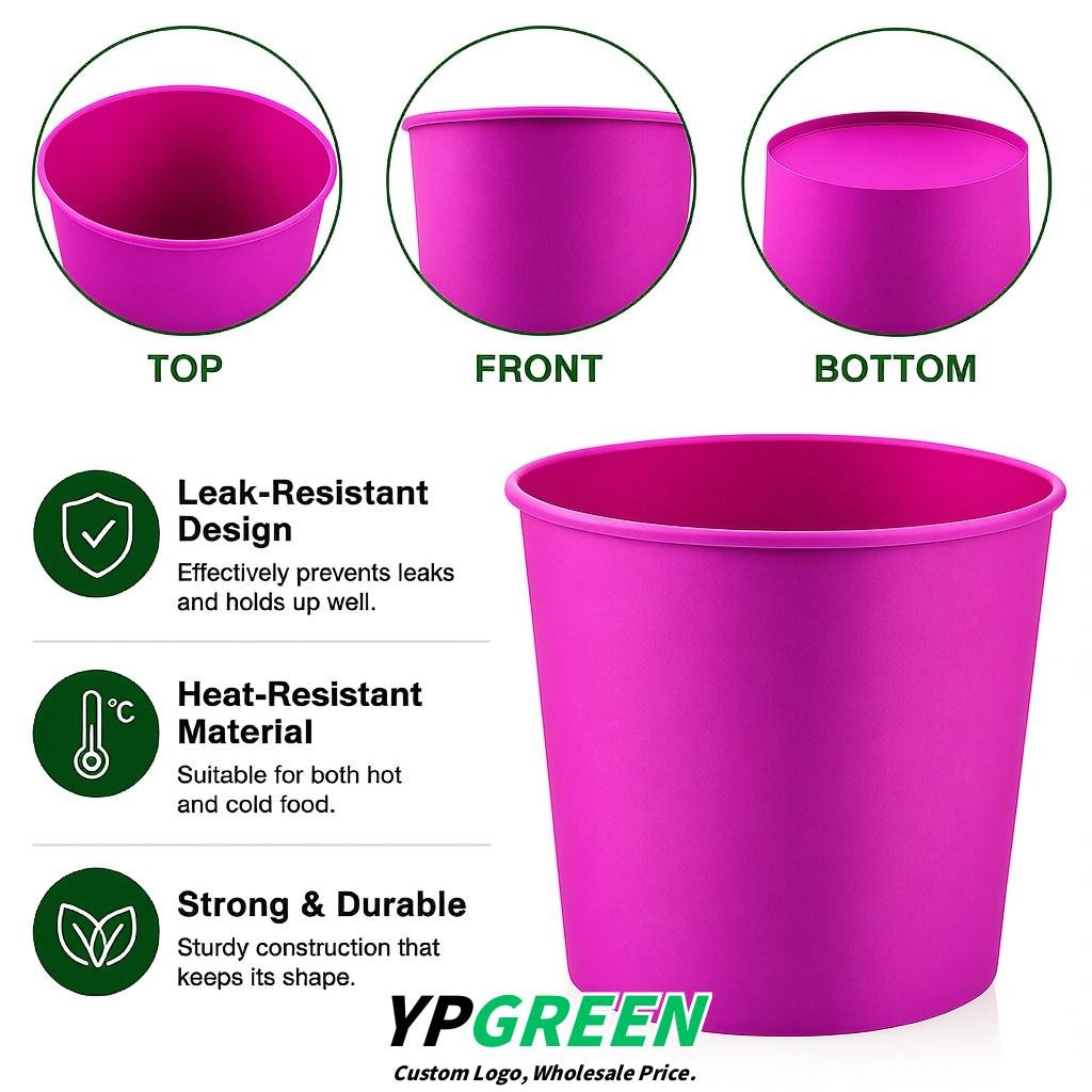Magenta 85 oz Paper Buckets 6.9x5.7x6.3 Inches Cardboard Food Container