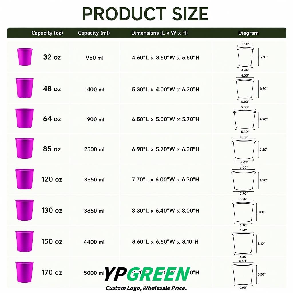 Magenta 85 oz Paper Buckets 6.9x5.7x6.3 Inches Cardboard Food Container