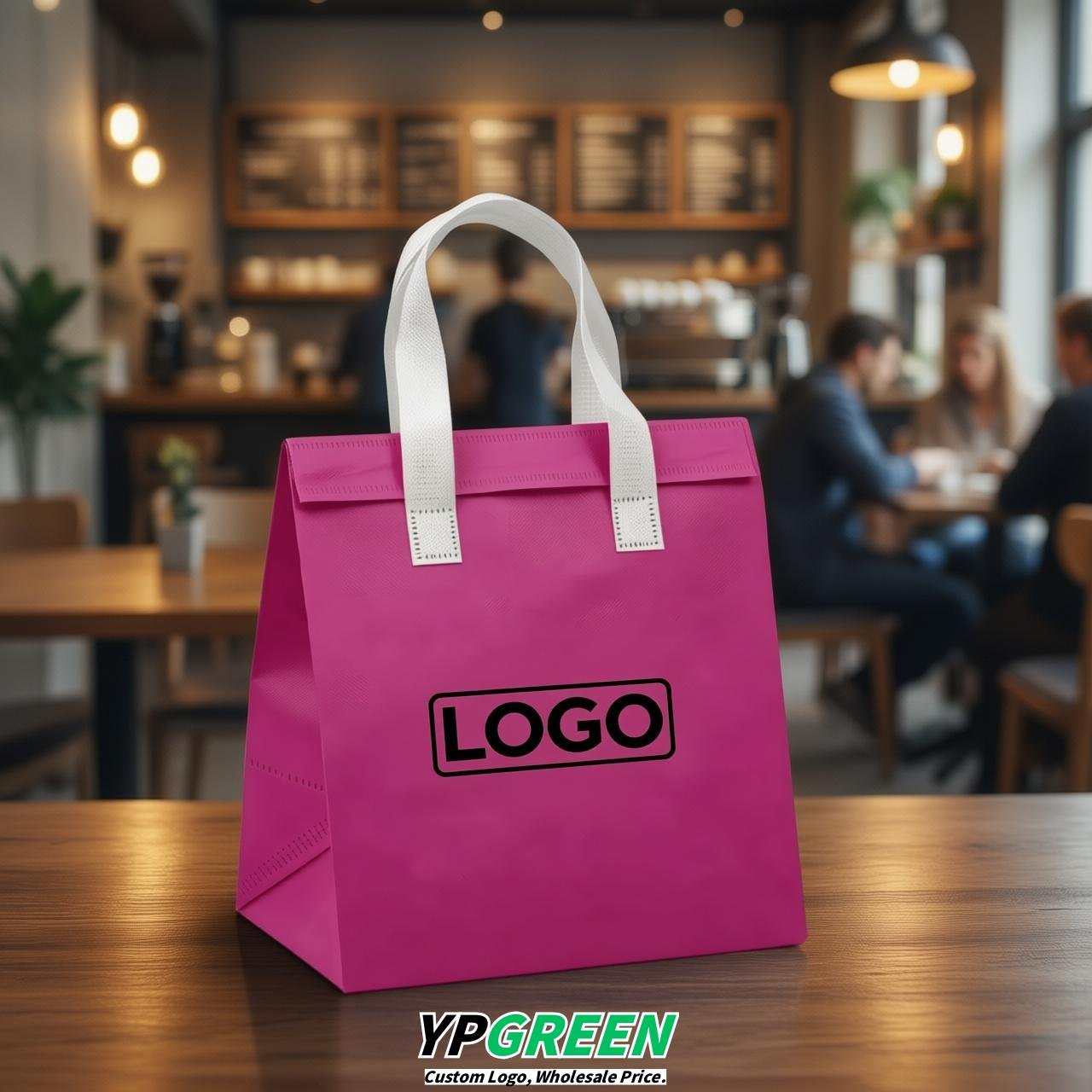 Magenta 4-Cup insulated take away bags wholesale 9.5 x 9.5 x 6 inches for Hot & Cold Drink Delivery