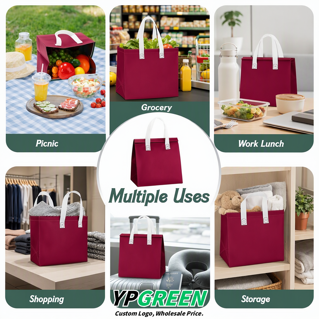 Maroon 4-Cup insulated take away bags wholesale 9.5 x 9.5 x 6 inches for Hot & Cold Drink Delivery
