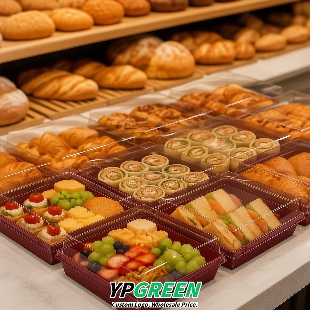 Maroon Charcuterie Boxes with Clear Lids - 4 inches & 5 inches Disposable Paper Square Food Containers