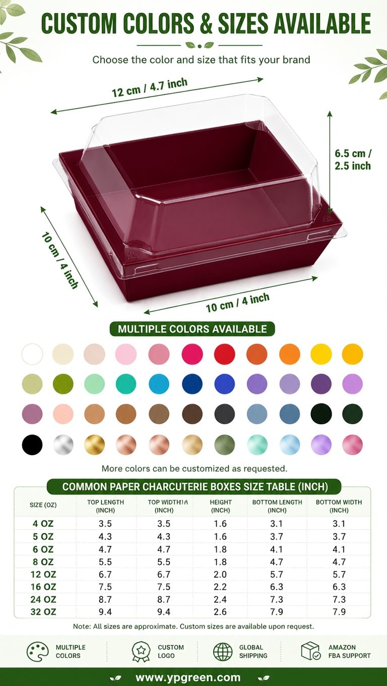 Maroon Charcuterie Boxes with Clear Lids - 4 inches & 5 inches Disposable Paper Square Food Containers Maroon Charcuterie Boxes with Clear Lids - 4 inches & 5 inches Disposable Paper Square Food Containers