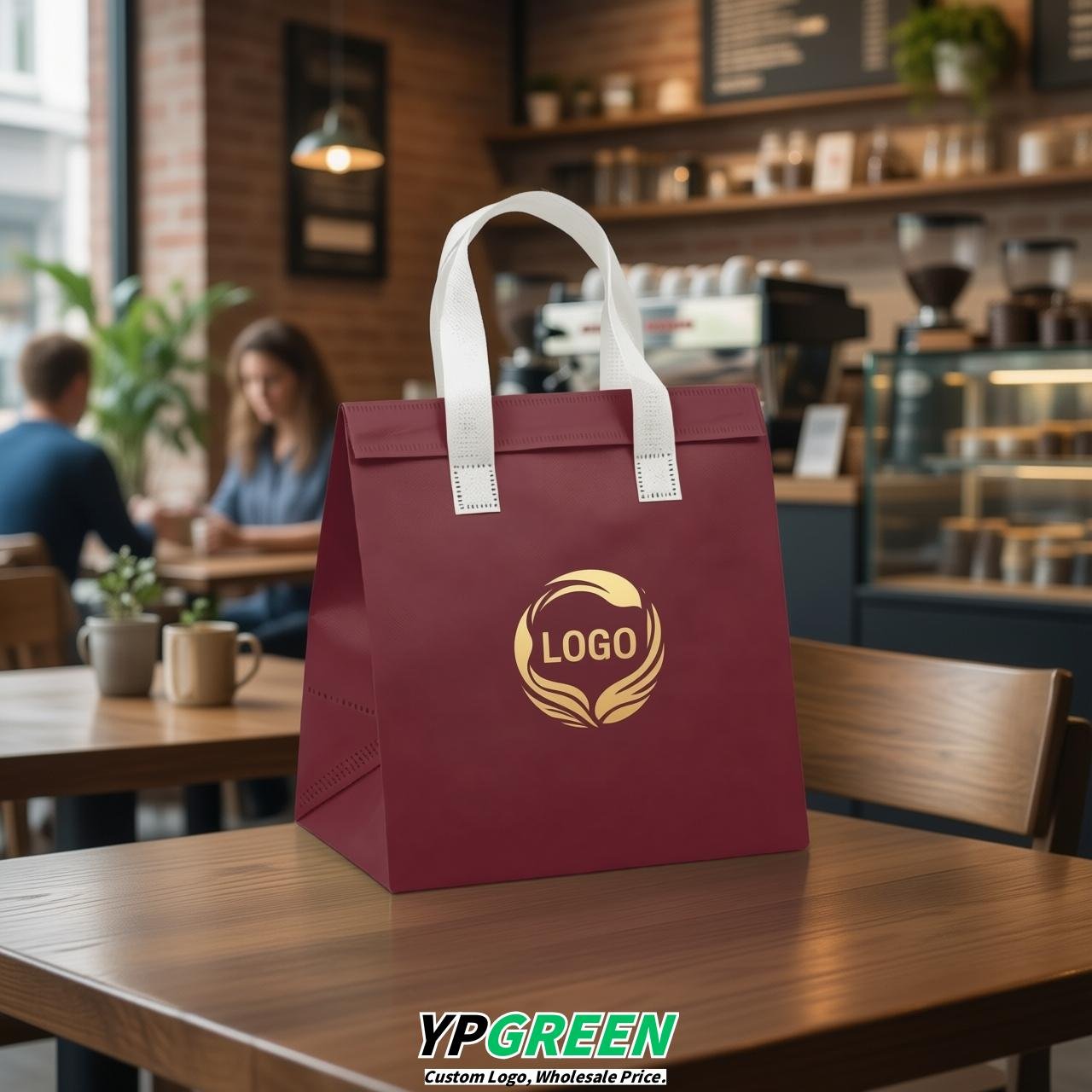 Maroon 4-Cup insulated take away bags wholesale 9.5 x 9.5 x 6 inches for Hot & Cold Drink Delivery