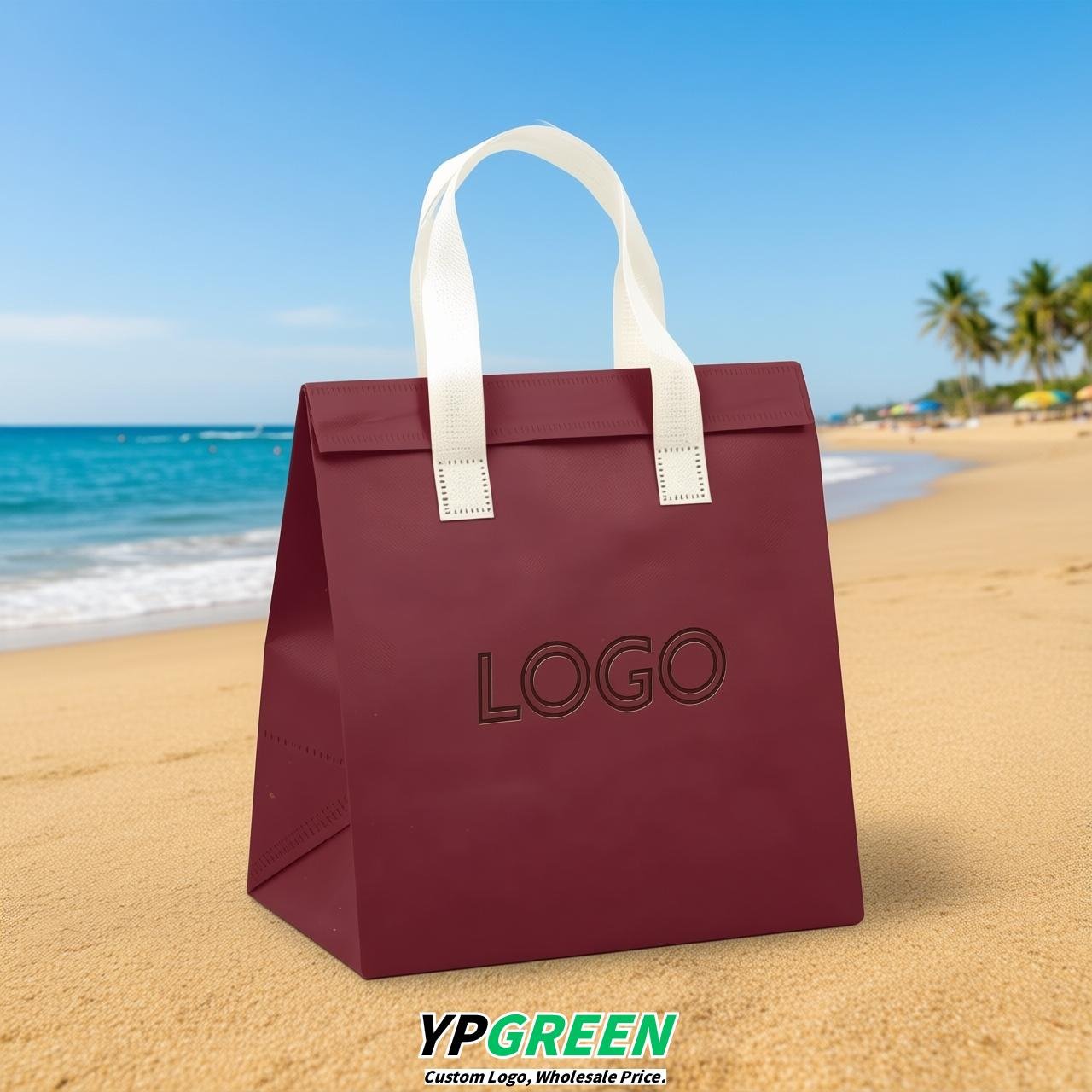Maroon 4-Cup insulated take away bags wholesale 9.5 x 9.5 x 6 inches for Hot & Cold Drink Delivery