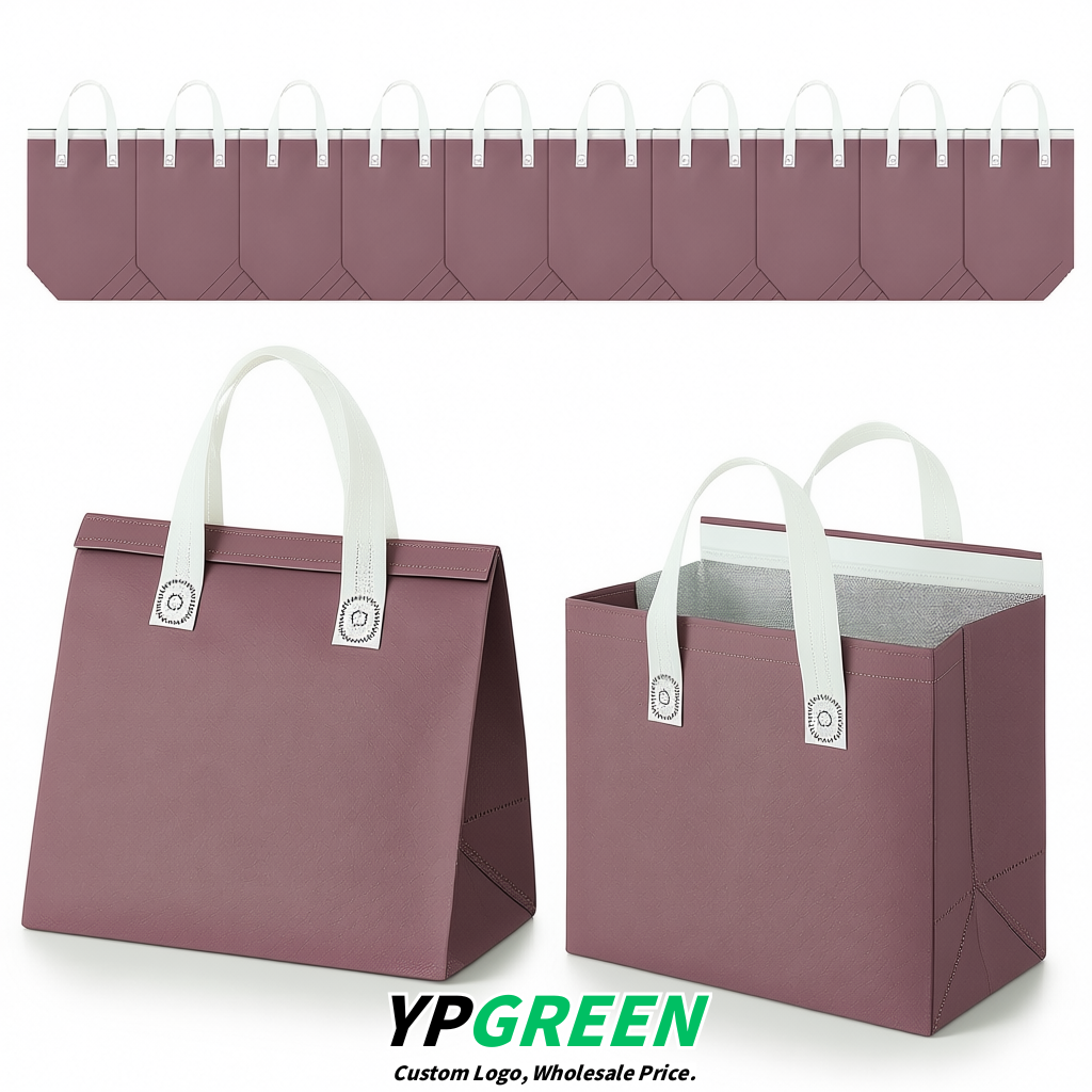Mauve 4-Cup insulated take away bags wholesale 9.5 x 9.5 x 6 inches for Hot & Cold Drink Delivery