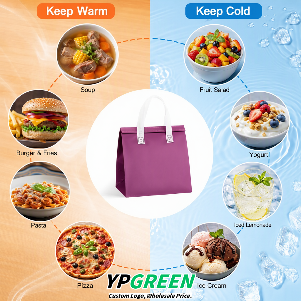 Mauve 4-Cup insulated take away bags wholesale 9.5 x 9.5 x 6 inches for Hot & Cold Drink Delivery