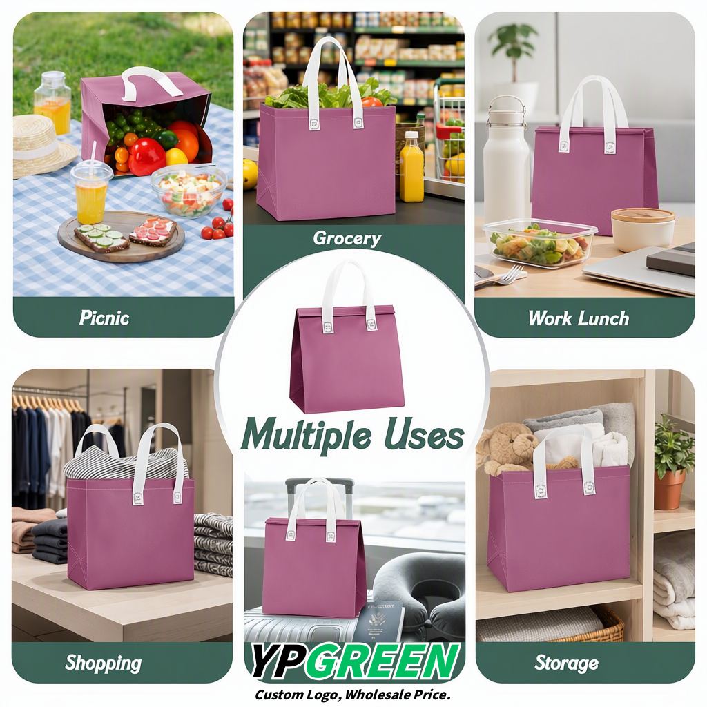 Mauve 4-Cup insulated take away bags wholesale 9.5 x 9.5 x 6 inches for Hot & Cold Drink Delivery