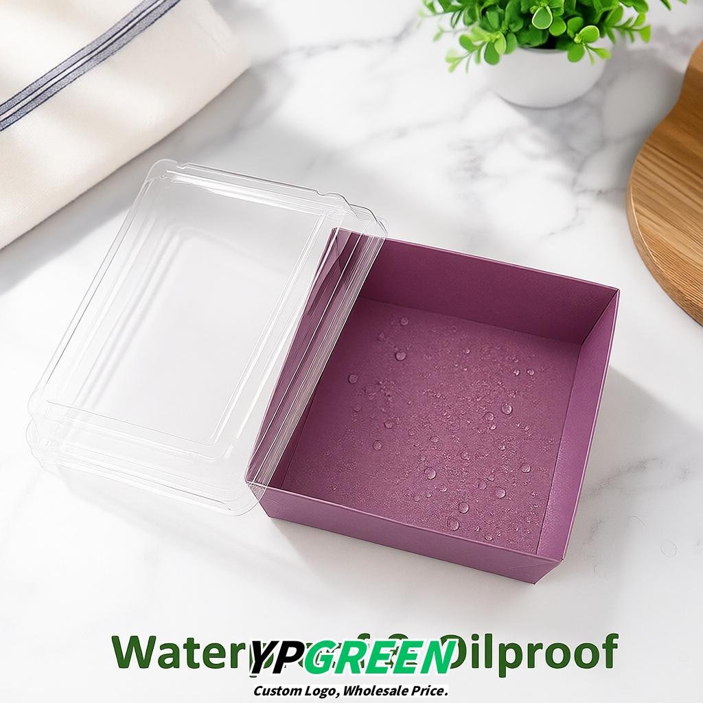 Mauve Charcuterie Boxes with Clear Lids - 4 inches & 5 inches Disposable Paper Square Food Containers