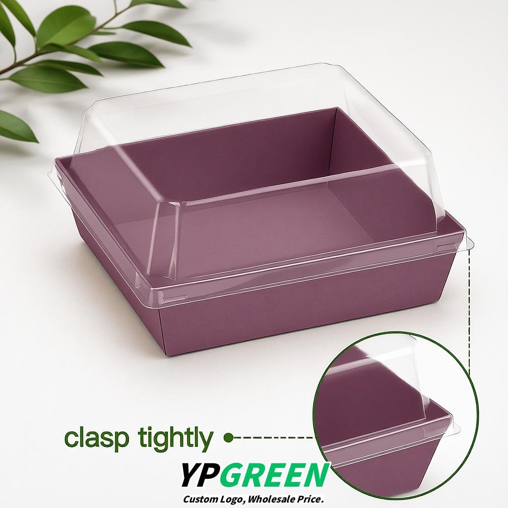 Mauve Charcuterie Boxes with Clear Lids - 4 inches & 5 inches Disposable Paper Square Food Containers