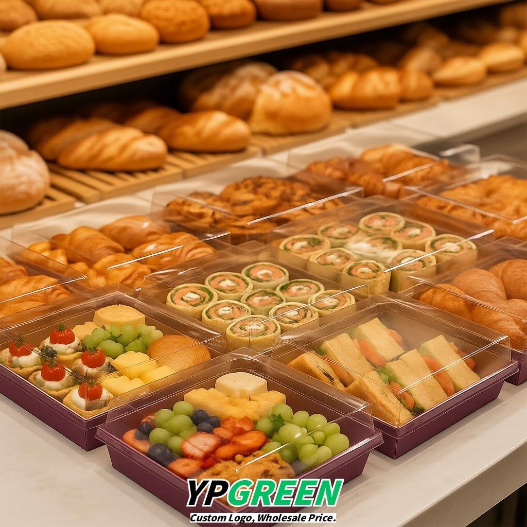 Mauve Charcuterie Boxes with Clear Lids - 4 inches & 5 inches Disposable Paper Square Food Containers